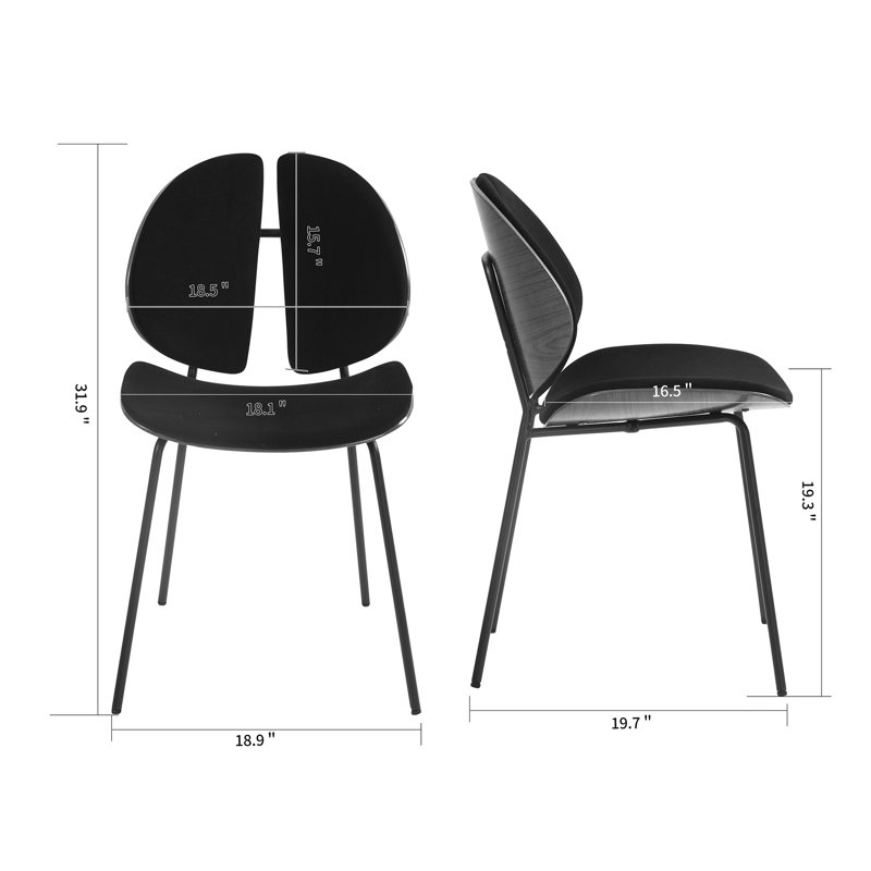 Iaschome 19.3'' H Fabric Upholstered Metal Side Chair