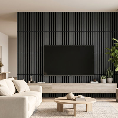 4Pcs 47,2 "X 12,6" Panneaux muraux à lattes en bois 3D Acoustique, panneau d'aspect insonorisant à réduction de bruit pour mur et plafond (ensemble de 4 / 16,52 pieds carrés)