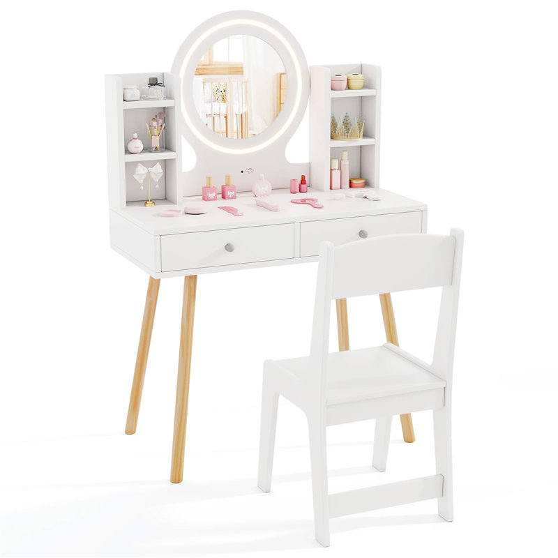 Dressing Table with Mirror, White