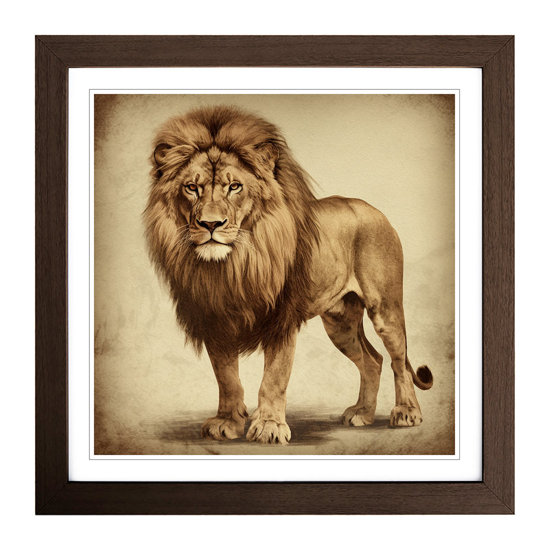 Lion - Framed Print, Walnut