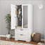 Garde-robe à 2 portes en bois avec tringle, tiroirs et éclairage à induction intégré pour un rangement et une organisation efficaces