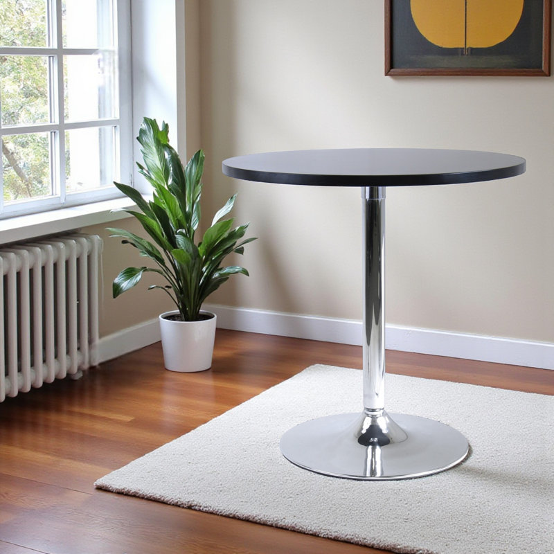 Julia Round Dining Table in Black and Chrome Metal Finish, 29.41'' H X 28.59'' W X 28.59'' D