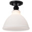 Dorotea - Plafonnier semi-encastré 10 po - Noir mat avec verre blanc satiné