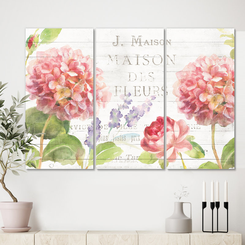 Maison des fleurs II - 3 pièces, reproduction d'art sur toile, H 40 po x l 60 po x P 1 po