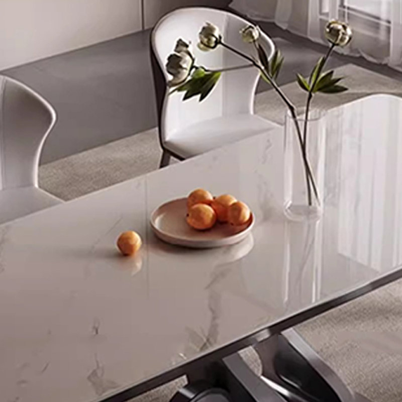 Minimal modern dining table, 29.5"H x 70.8"L x 35.4"W, White