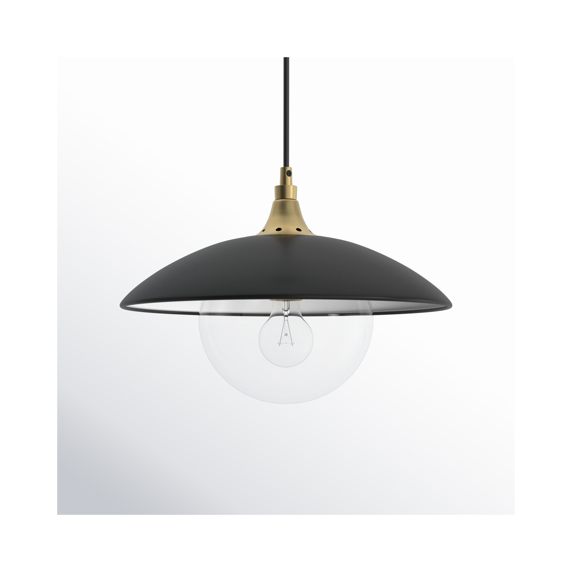 Morine Single Light Glass Pendant, Clear, Matte Black/Brass