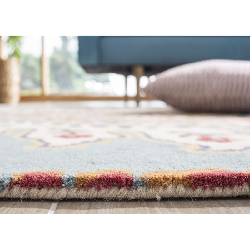 Rudra Hand Tufted Wool Floral Rug, Square 5'