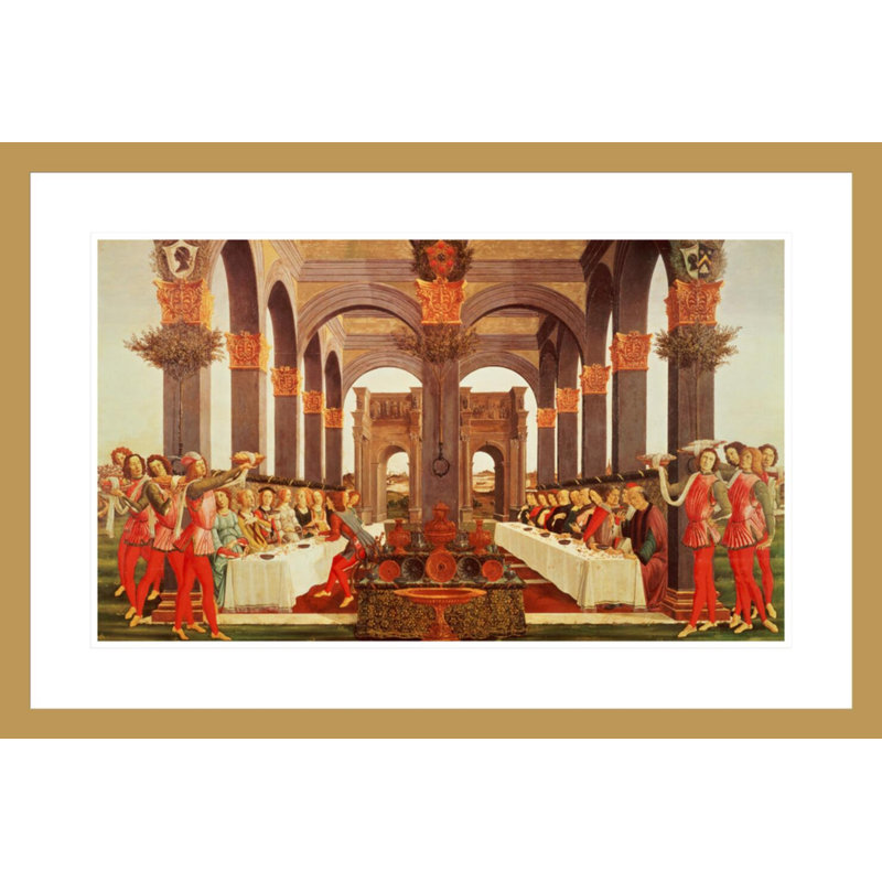 «The Wedding Feast» par Sandro Botticelli - Impression giclée encadrée, H 19,94 po x l 29,5 po