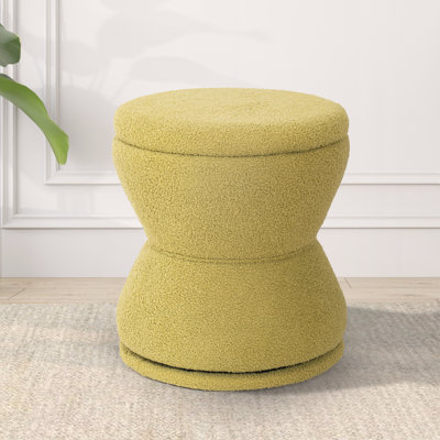 360 Degree Swivel Sherpa Ottoman With Storage, Modern Boucle Footrest Coffee Table For Living Room, Makeup Rooom, Bedroom