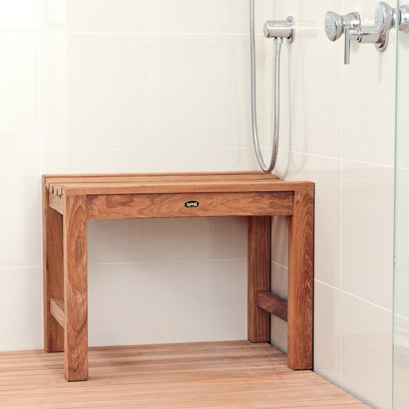 Teak Wood Curved Spa Shower Bench 24"