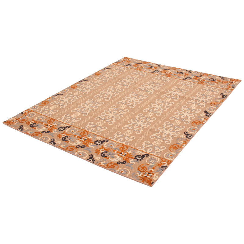 Tapis oriental en laine tissé à plat brun Kerensa
