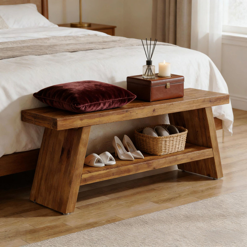 Rectangular Shoe Storage Bench, 2-Tier for Entryway/Bedroom