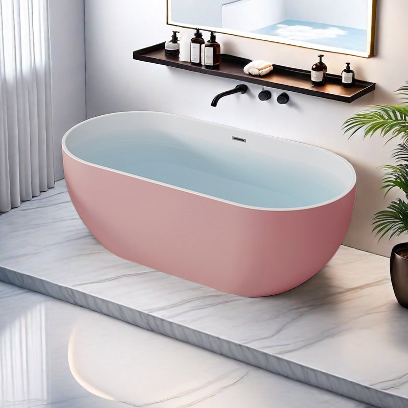 63'' W 23.6'' H Tub & Shower Kit, Pink