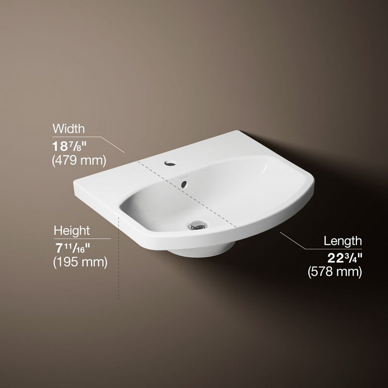 Cimarron® Vitreous China 23" Pedestal Bathroom Sink with Overflow, White, Single Hole