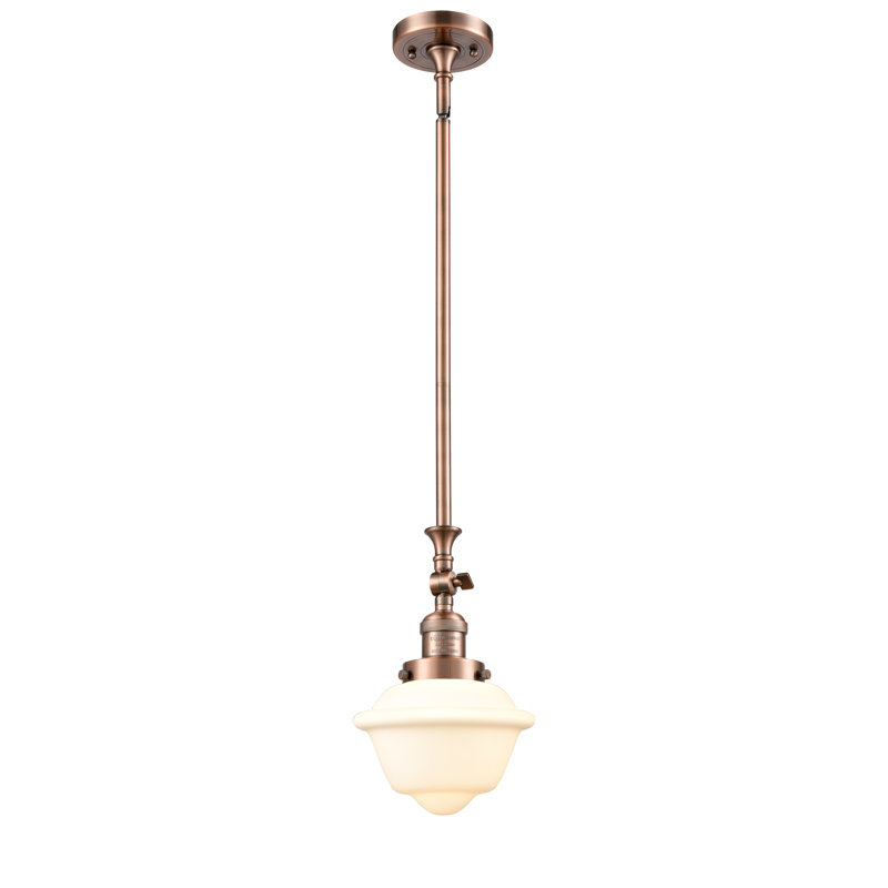 Luminaire suspendu simple à 1 lumière Baptiste, Ampoule DEL 6 watts Vinage, Blanc mat, Or satiné