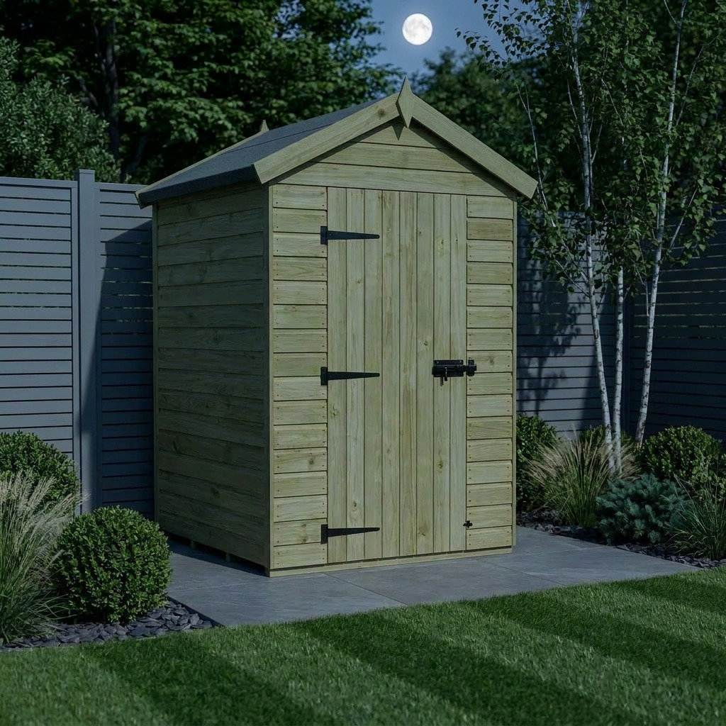 Total Sheds 4ft x 4ft Apex Garden Shed - Single Door - No Windows - Pressure Treated Timber - UK Manufactured
