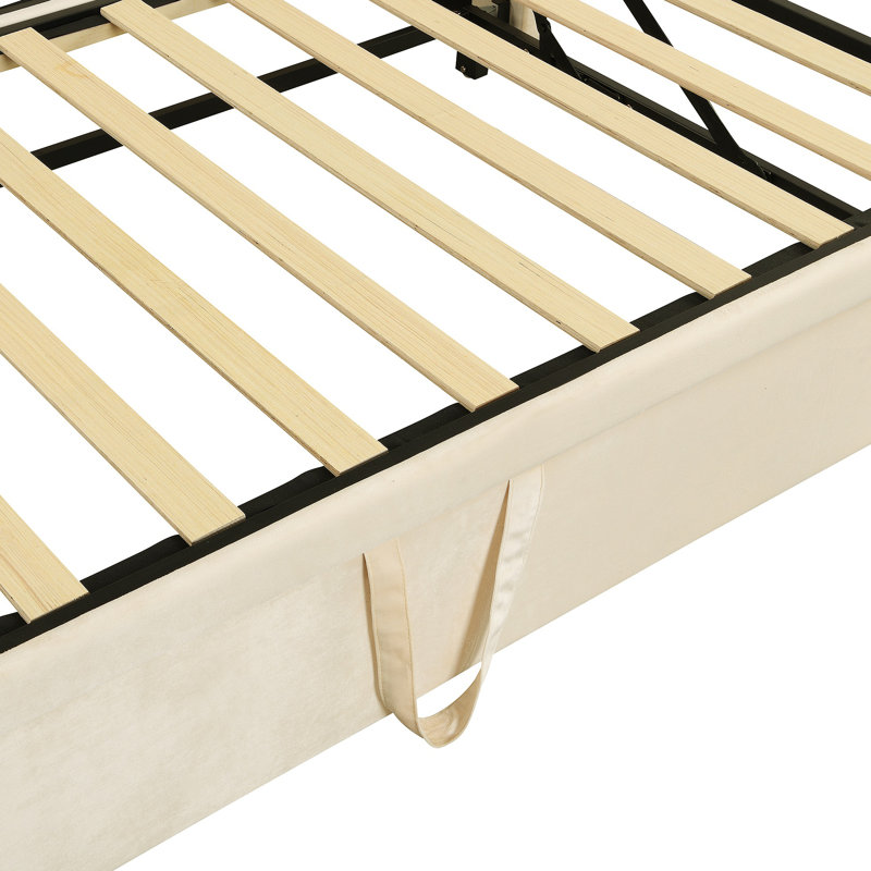 Lit de jour rembourré avec lit gigogne, Beige