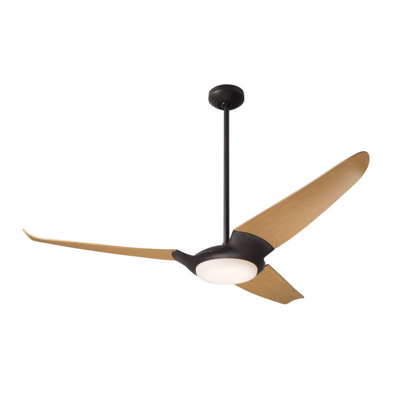 IC Air LED Downrod Ceiling Fan, Remote Control, Maple, Dark Bronze