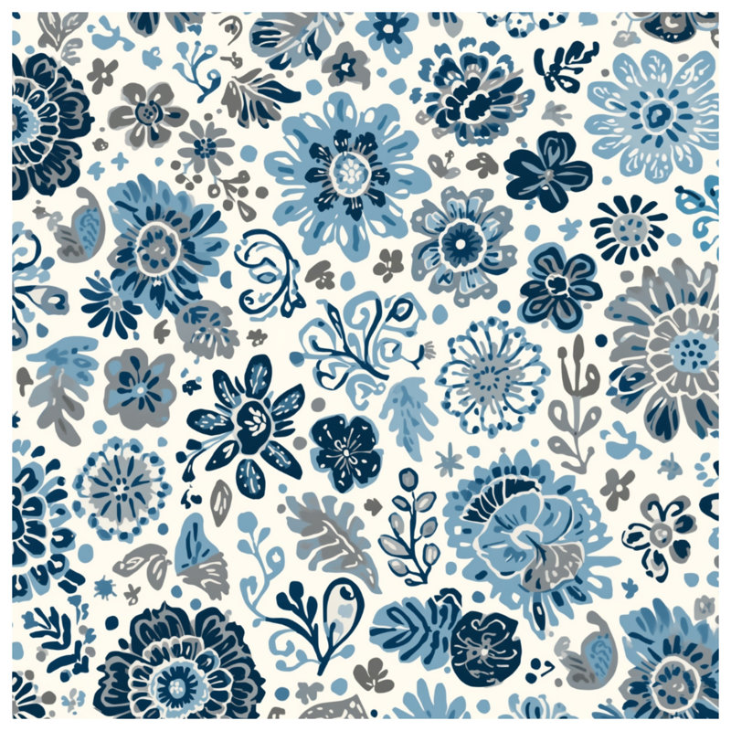 Édredon à motif floral bleu gris, Lit simple