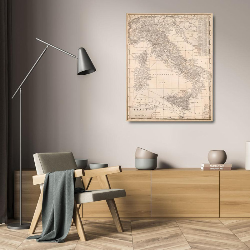 Carte antique de l'Italie, H 24 po x l 19 po