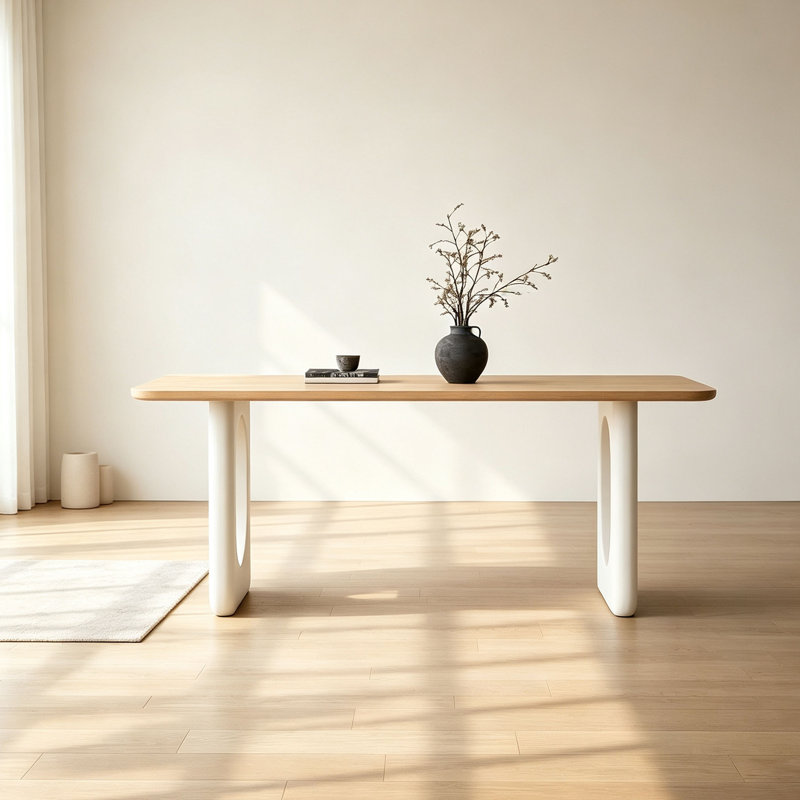 Table en pierre frittée crème , H 29,5 po x l 63 po x P 31,5 po