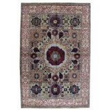 Hand Knotted Wool Area Rug in Sea Green And White