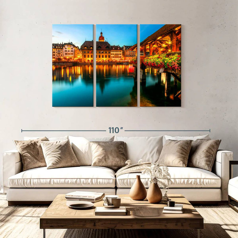 Rorry Lake Lucerne At Night, 48" H x 74" W