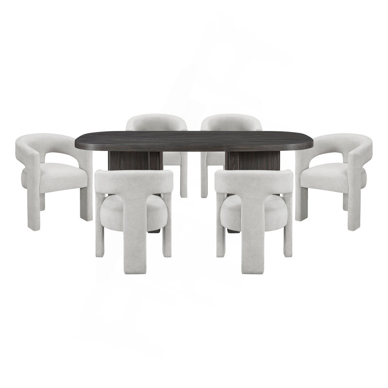 Ensemble de salle à manger 7 pièces Modern Modern, White