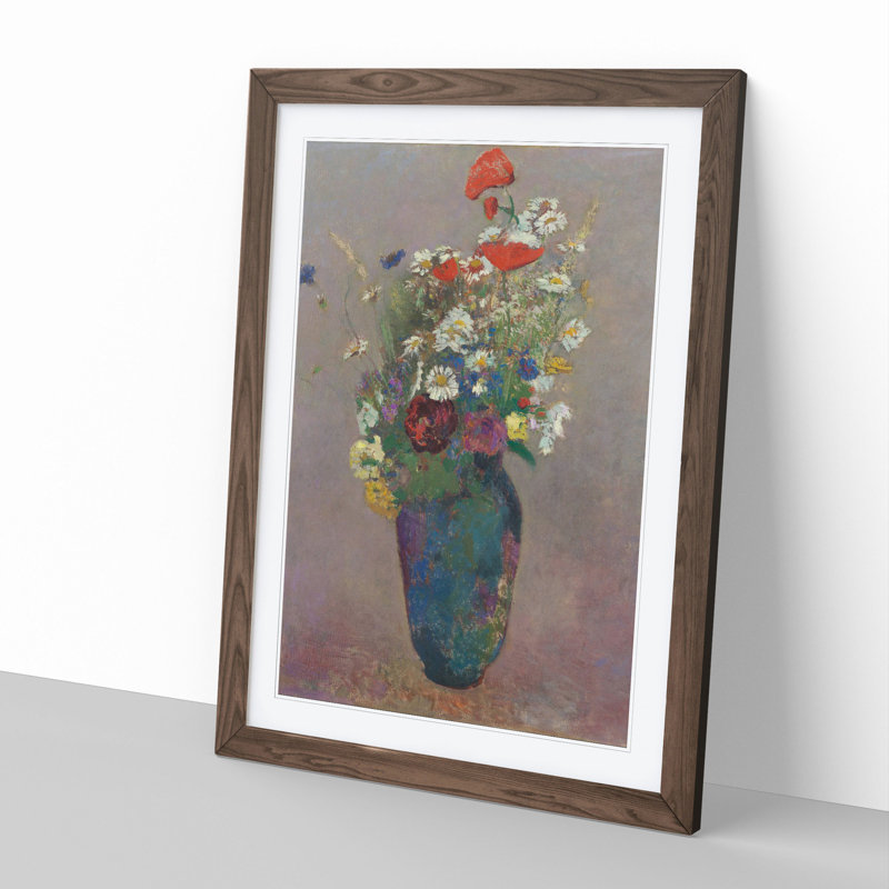 Vase of Flowers Vol.8 by Odilon Redon - Picture Frame Painting, 65cm H x 48cm W x 2cm D, Walnut Framed