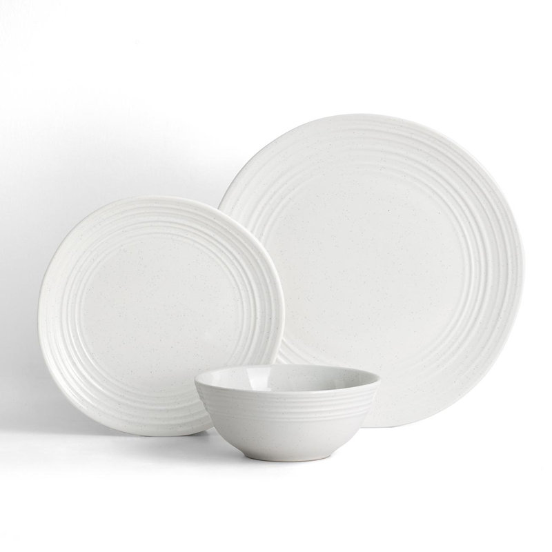12 Piece Stoneware Dinnerware Set - Service for 4, White