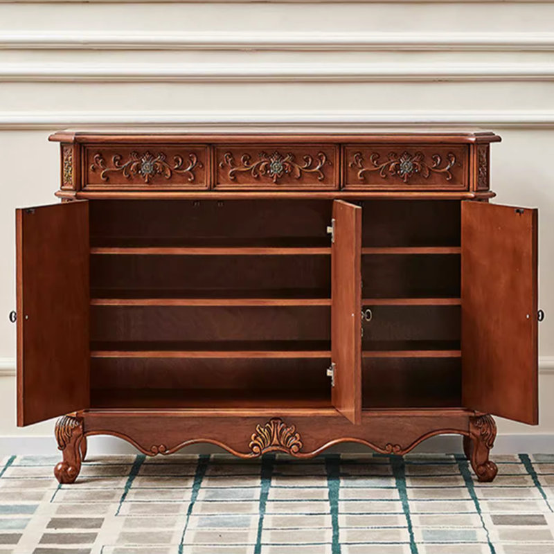 Cherry Solid Wood Shoe Storage Bench