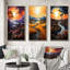«Vangogh Village At Sunset I», 3 pièces sur toile-2024579371-2024579373