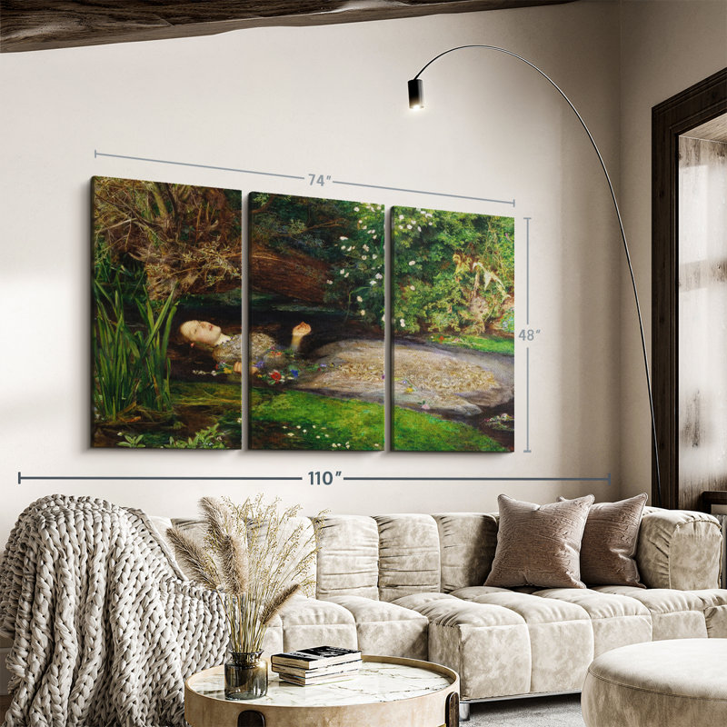 Ophelia 1851 Canvas Print, 48" H x 74" W