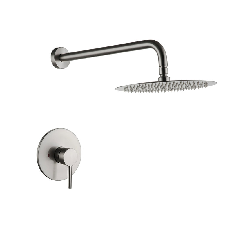 Robinet de douche mural en nickel brossé avec valve - arrangement en laiton