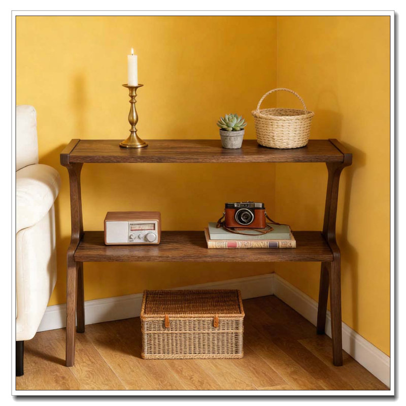 Table de rangement, table de bout compacte, table d'appoint en bois, Brun rustique
