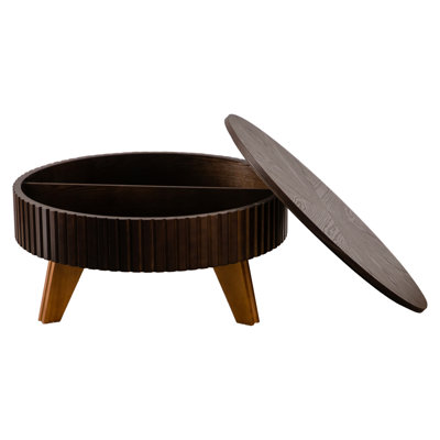 Retro Round Coffee Table with Storage