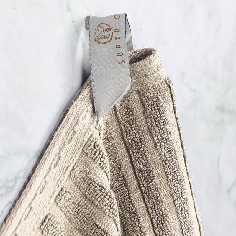 Ribbed Cotton Absorbent Heavyweight Bath Towel, Ivory