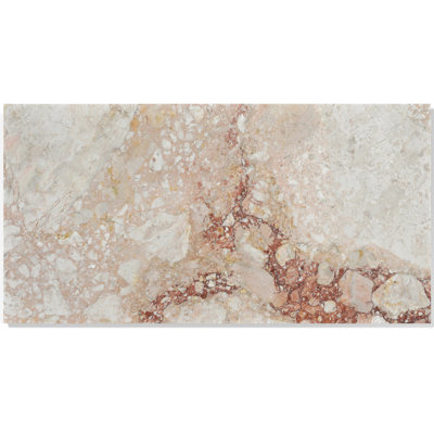 Carrelage poli en marbre rose naturel 12 x 24 pouces pour la décoration résidentielle intérieure de murs et de planchers, 4 pièces dans une boîte, boîte de couloir de décoration bricolage