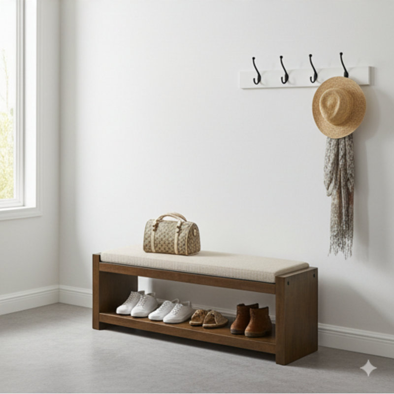 Banc décoratif, banc de siège rembourré pour le salon, banc de bout de lit compact moderne avec rangement pour sièges de chambre à coucher, coussin amovible