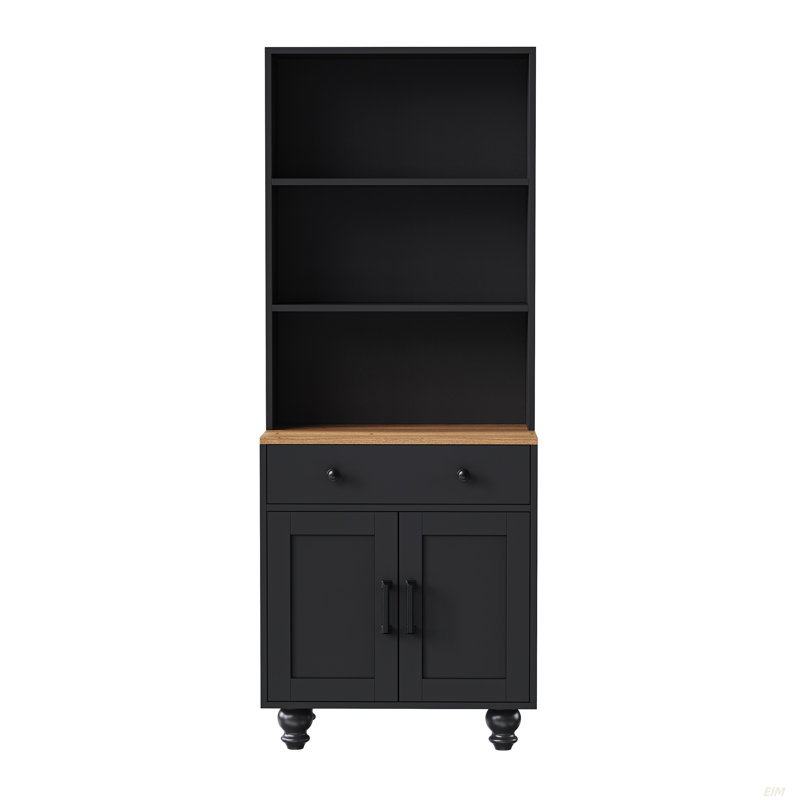 Armoire de rangement Farmhouse avec tablettes réglables, Noyer foncé