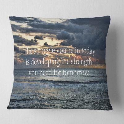 Ocean and Inspirational Quote Square Pillow Cover & Insert