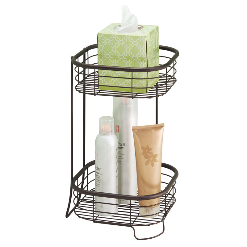 iDesign Forma Wire Corner Shower Caddy 2-Tier Bath Shelf Baskets 9.5" x 9.5" x 15.25", Satin, Bronze