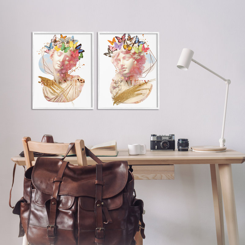 Ensemble de 2 giclées encadrées Serenity & Beauty Glam Collages, design par Susan Arnot, H 20 po x l 16 po