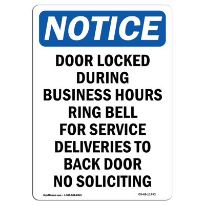 Door Locked During Business Hours Sign