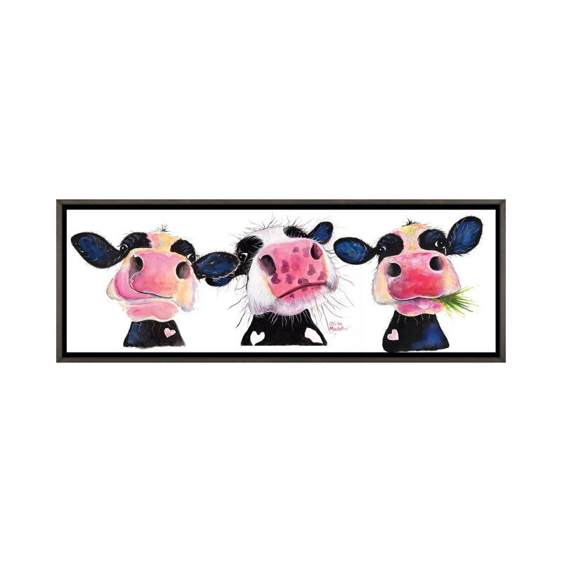 «The Nosy Cows» par Shirley Macarthur - impression d'art graphique panoramique, H 20 po x l 60 po x P 1,5 po