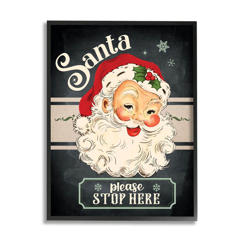Père Noël, arrêtez-vous ici -191, Giclée encadrée noir minuit, H 14 po x l 11 po x P 1,5 po