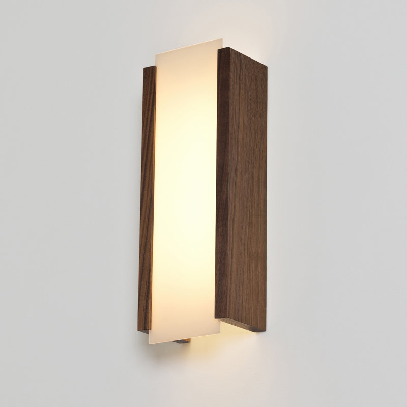Capio Solid Wood LED Flush Mounted Sconce, Walnut, 2700K (Warm) Bulb Temp., 277V, Short