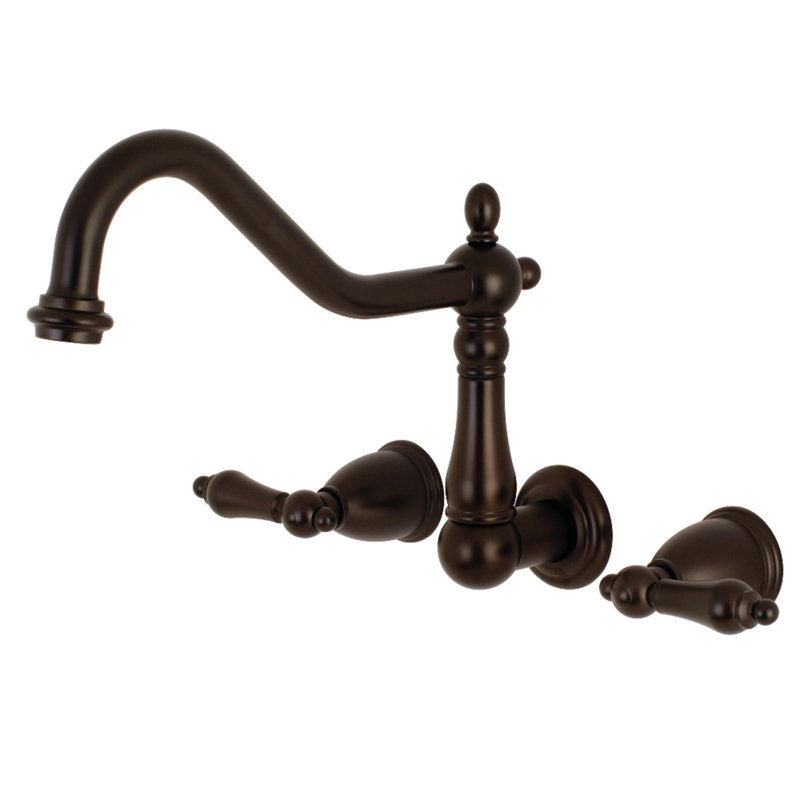Kingston Brass Heritage Two-Handle 3-Hole Wall Mount Roman Tub Faucet, Oil Rubbed Bronze