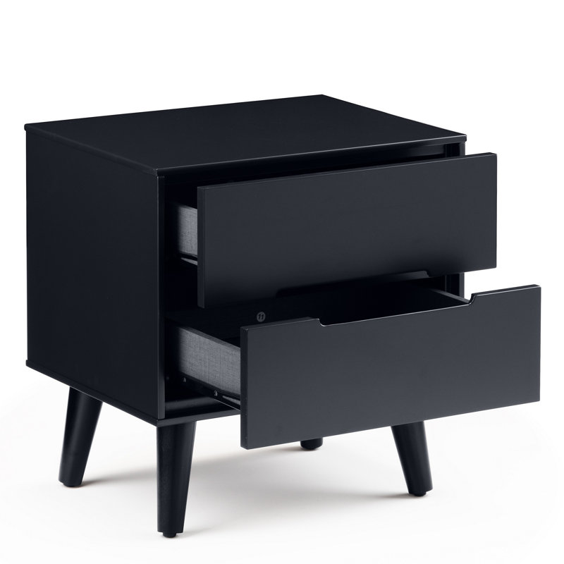 Heriberto 45cm W Bedside Table, Black