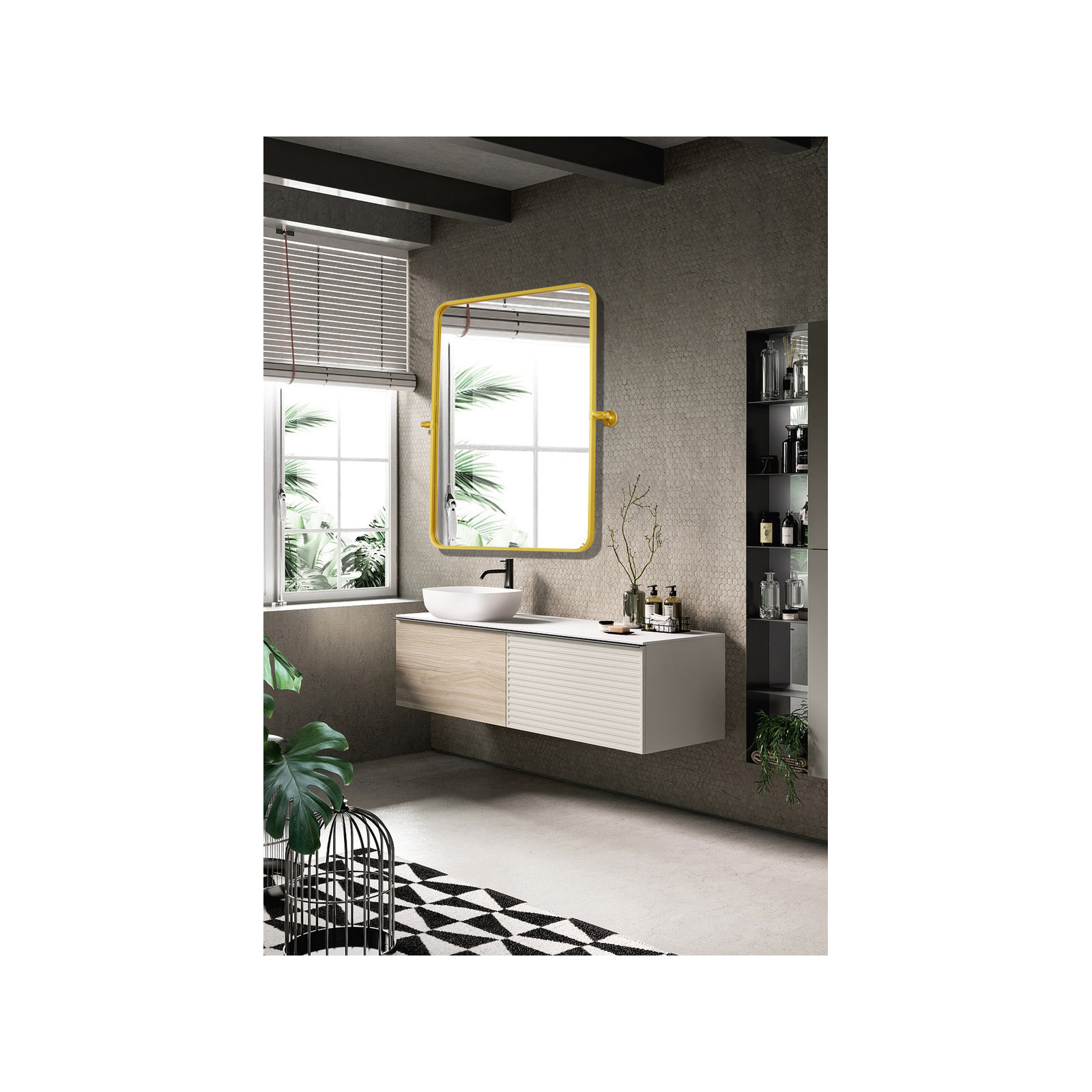 Bellatrix Metal Rectangle Wall Mirror, Gold